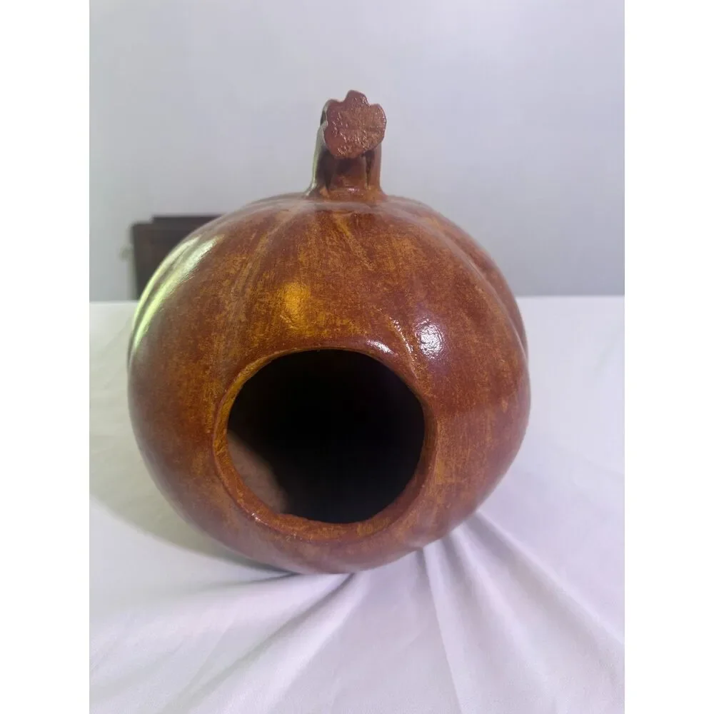 Large Ceramic Jack-O'-Lantern Pumpkin Candle Holder Halloween Decor | 6+ lbs